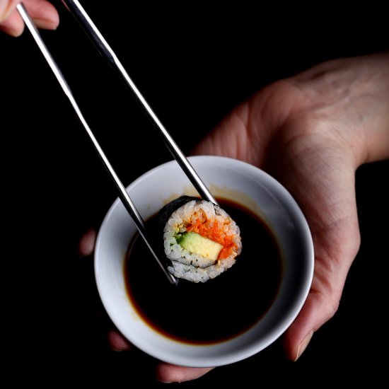 Spicy Carrot Lox and Avocado Sushi