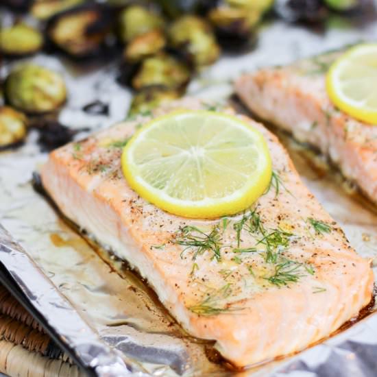 One Pan Salmon & Brussels Sprouts