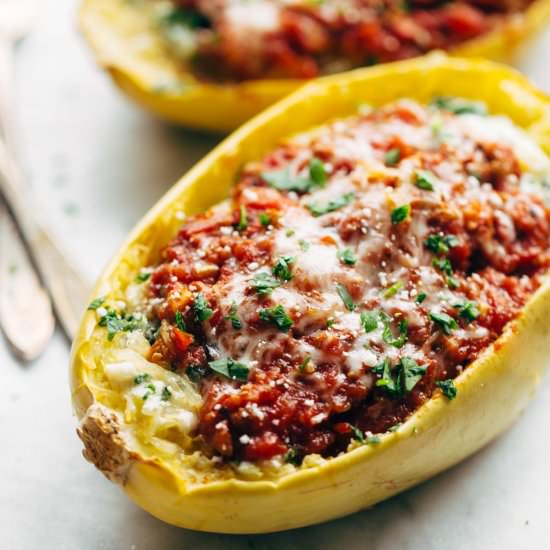 Spaghetti Squash Lasagna Boats