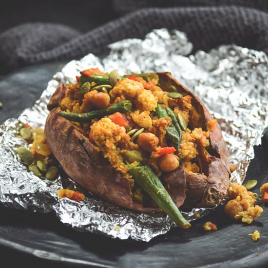Moroccan Curry Sweet Potatoes