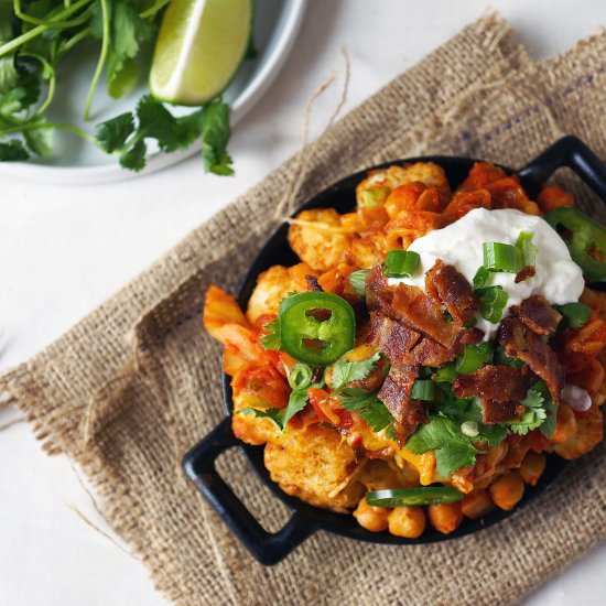 Kimchi Chili Cheese Tater Tots