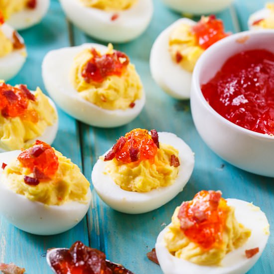 Pepper Jelly Deviled Eggs