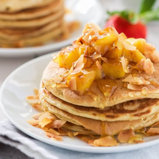 Honey Pineapple and Toasted Coconut Pancakes