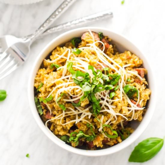 Pesto Sausage & Rice Skillet