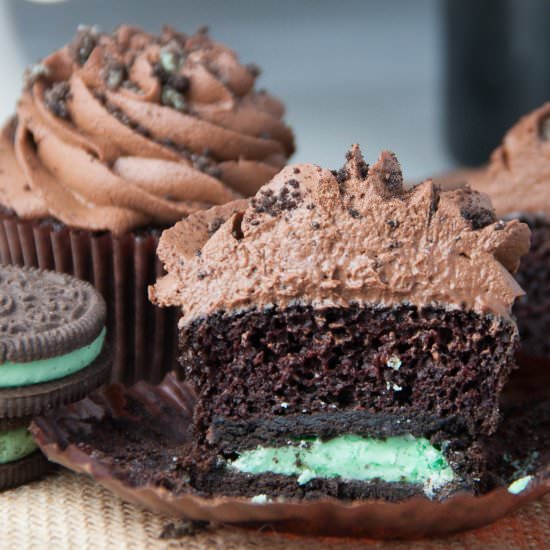 Baileys Mint Oreo Cupcakes