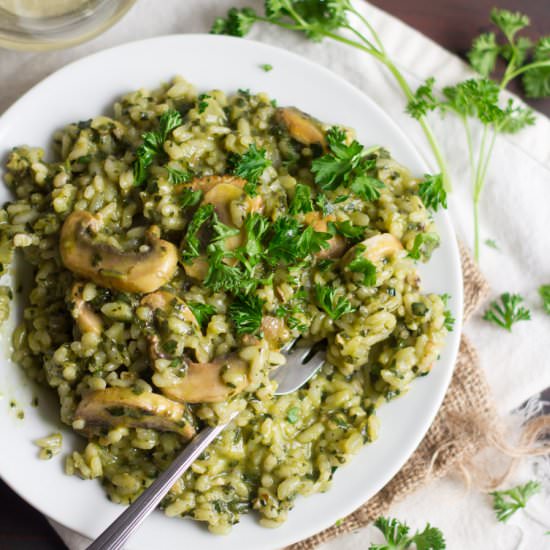 Creamy Kale Pesto Risotto