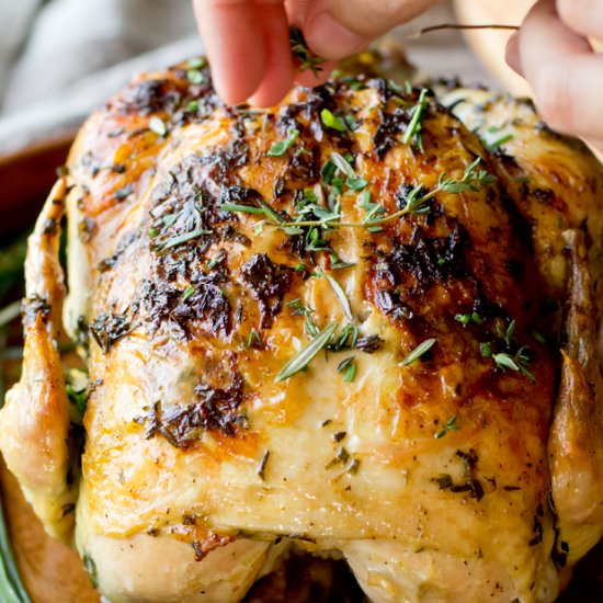 Garlic Herb Butter Roasted Chicken