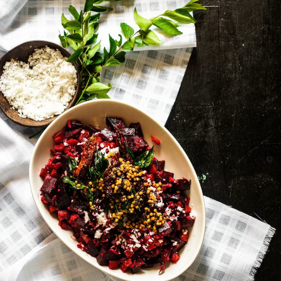 Beetroot and Carrot Thoran
