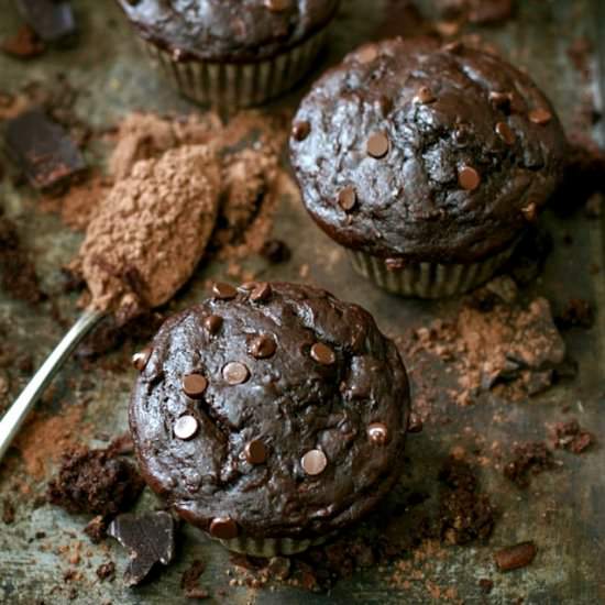 Healthy Chocolate Zucchini Muffins