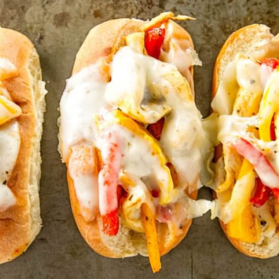 Chicken & Peppers on Soft Rolls