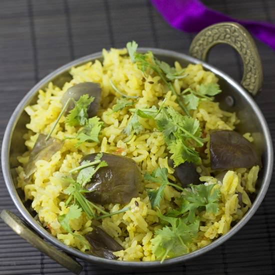 Eggplant Rice Pilaf or Vangi Bhaat