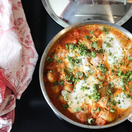 Biryani Potatoes and Poached Eggs