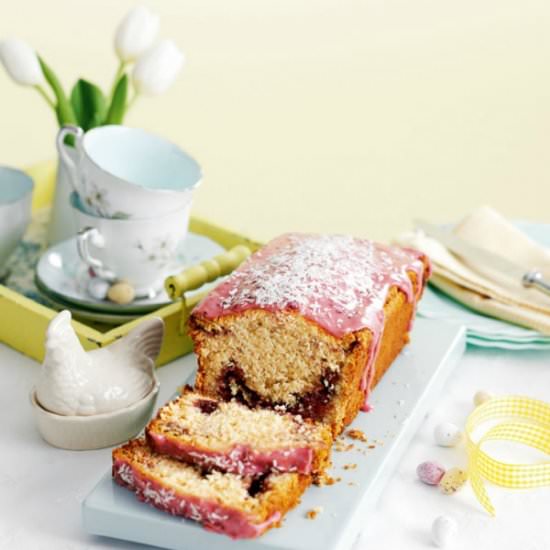 Coconut and Raspberry Loaf Cake