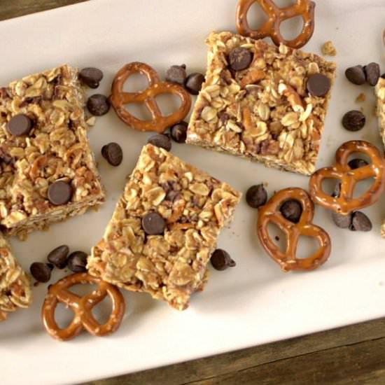 No Bake PB Pretzel Granola Bars