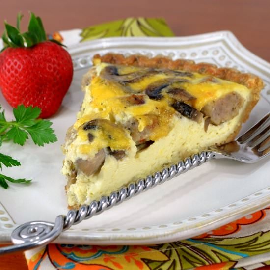 Sausage, Mushroom, and Cheddar Quiche