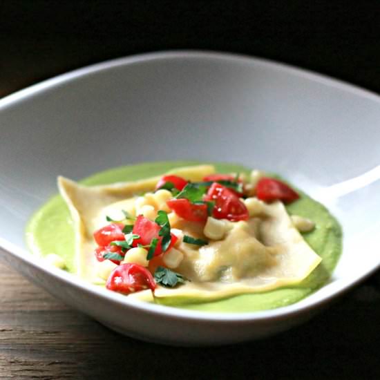 Spring Pea and Sweet Corn Ravioli