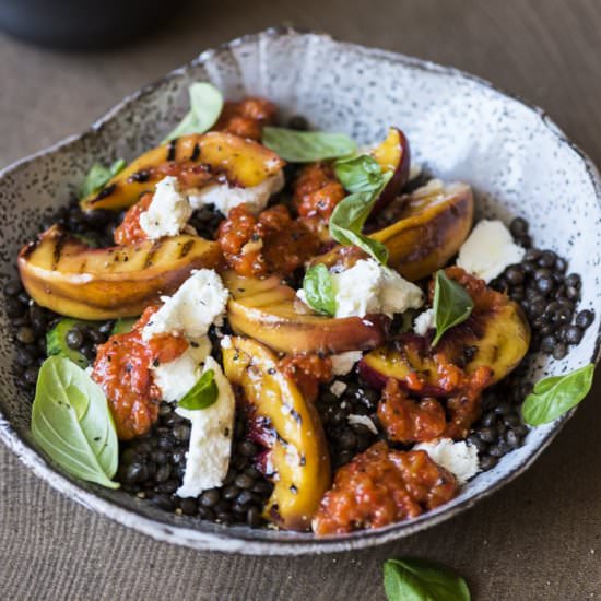 Grilled Nectarine and Lentil Salad