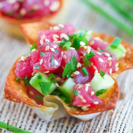 Tuna Tartare in Crispy Wonton Cups
