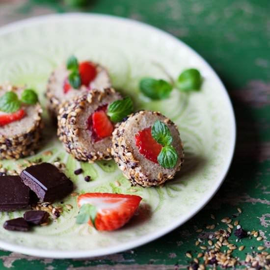 Strawberry Peanut Quinoa Sushi