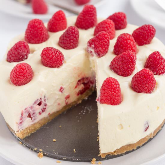 White Choc and Raspberry Cheesecake