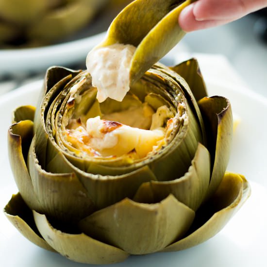 HOT CRAB DIP STUFFED ARTICHOKES