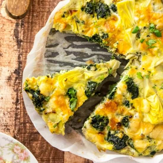 Spinach Artichoke & Cheddar Quiche