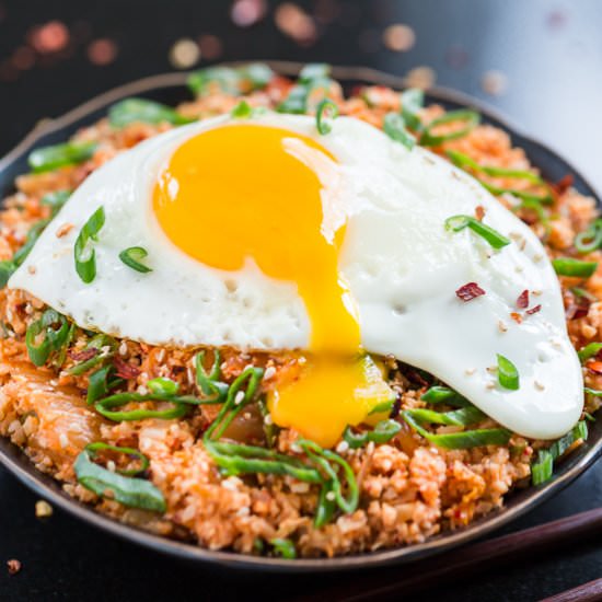 Bacon Kimchi Cauliflower Fried Rice