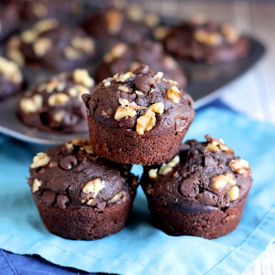 Chocolate Banana Walnut Muffins