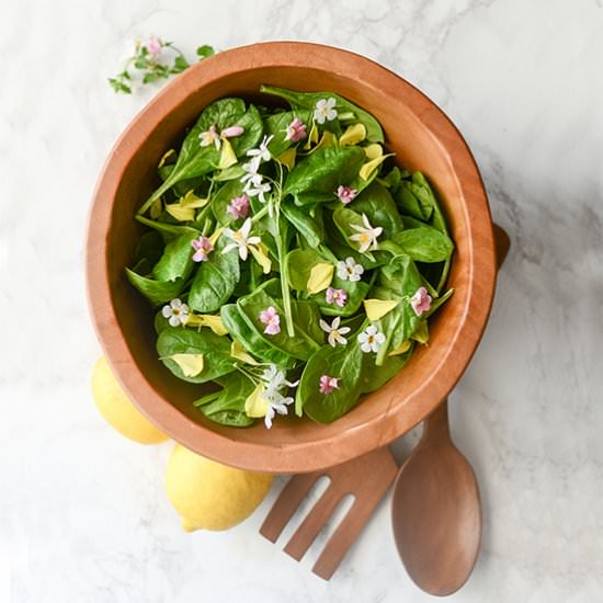 Spring Salad with Edible Flowers