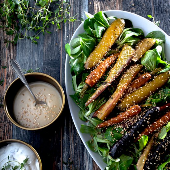 Roasted Carrots on Mache w/ Sesame