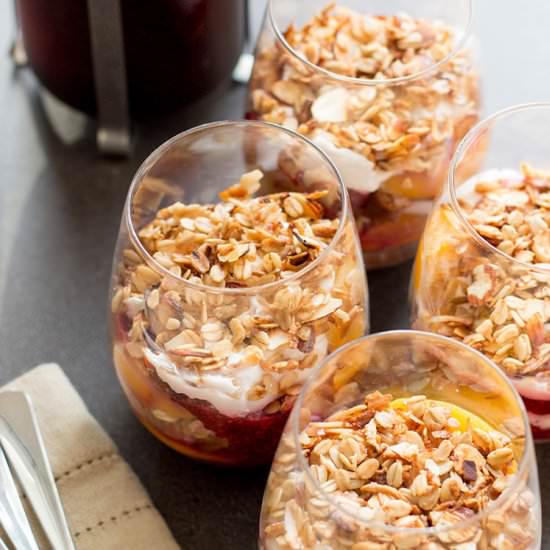 Peach Melba Breakfast Trifle