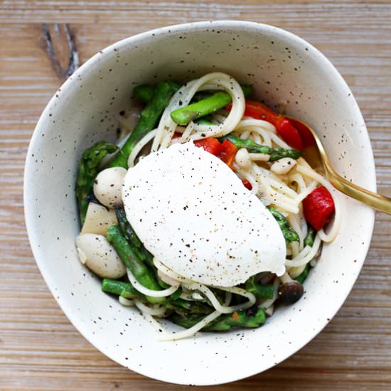 Spaghetti, Asparagus & Poached Eggs