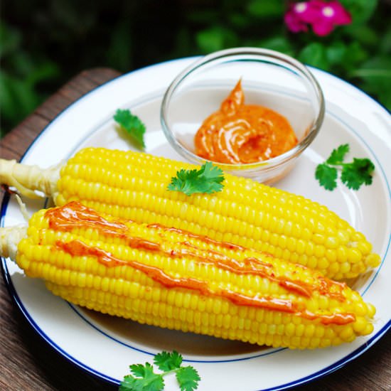Steamed Sweet Corn + Paprika Mayo