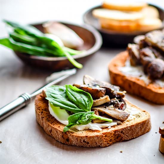 Creamy Garlic Herb Mushroom Toast