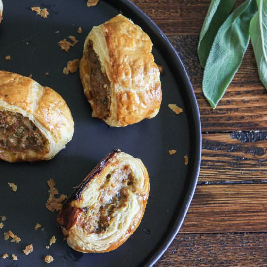 Pork beer & sage sausage rolls