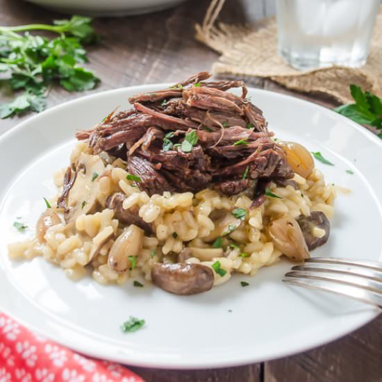 Beef Short Ribs w/Mushroom Risotto