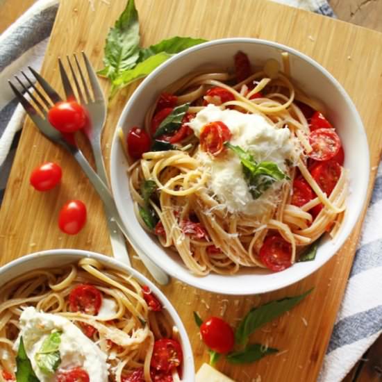 Tomato Linguine with Burrata
