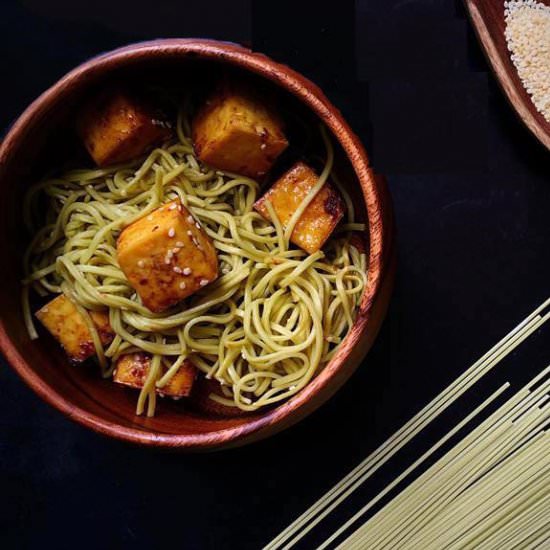 Green Tea Soba Noodles with Tofu