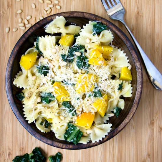 Golden Beet, Kale, and Pine Nut Pasta