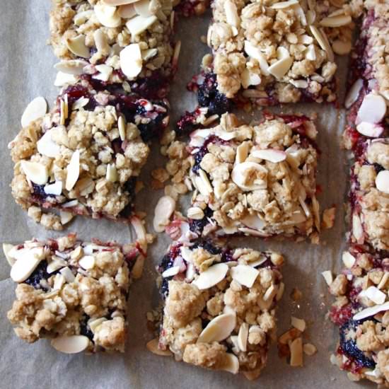 Raspberry-Cherry Crumble Bars