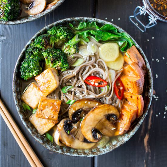 Ramen with grilled veg and tofu