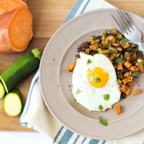 Roasted Vegetable Hash with Eggs