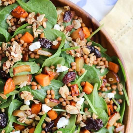 Sweet Potato Lentil Granola Salad