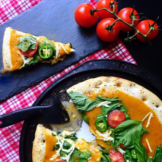 Vegan Ciabatta Caprese Pizza