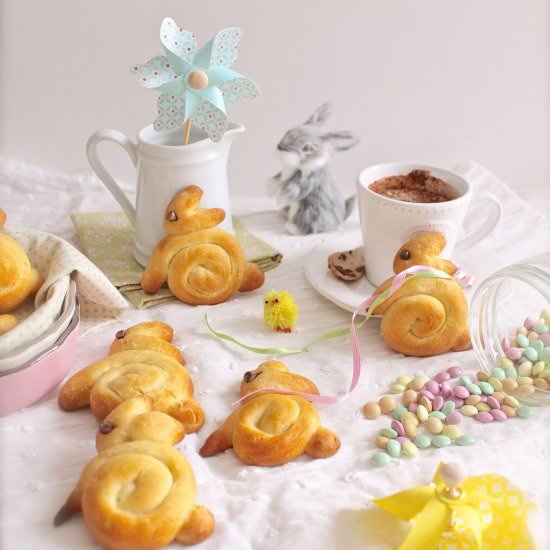 Easter Bunny Brioches (vegan)