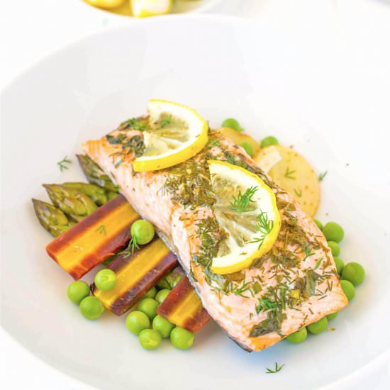 Baked Salmon with Spring Vegetables