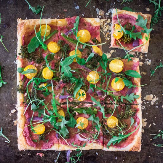 Savory Beet Hummus Tart