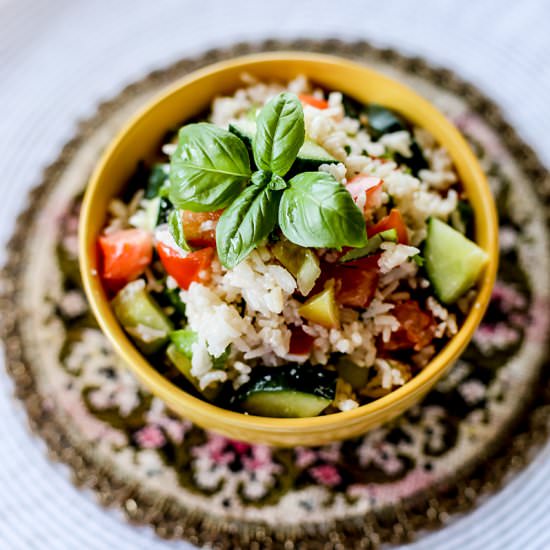 Tomato Basil Cucumber Feta Salad