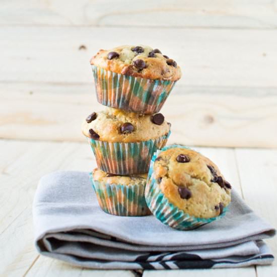 Greek Yogurt Banana Chip Muffins