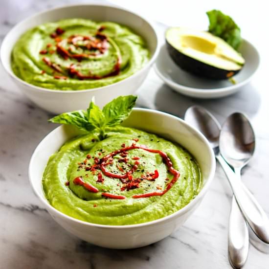 Vegan Chilled Avocado Pea Soup